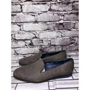 Hotic Dark Gray Leather Slip On Casual Loafers Flats Shoes Women Sz 41EU/10M US